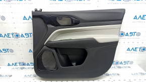 Jeep Compass 22-26 black front right door trim, gray leather insert and armrest, brown stitching, with backlighting