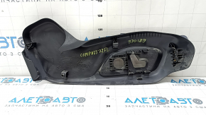 Left side driver's seat trim for a Jeep Compass 17-26, black, electric, plastic faded, worn