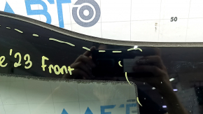 Kia Sportage 23-25 windshield under the humidity sensor and camera, air along the edge, torn seal, air under the trim, melted bracket, covered in soot 