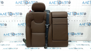 The backrest of the rear row, 2nd row, right, Volvo XC60 22-26, brown Nappa leather, with a headrest, with heating, an armrest and a central black belt, is dented, the chip mount is broken, scratches on the plastic