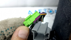 The backrest of the rear row, 2nd row, right, Volvo XC60 22-26, brown Nappa leather, with a headrest, with heating, an armrest and a central black belt, is dented, the chip mount is broken, scratches on the plastic