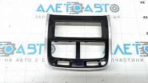 Volvo XC60 18-26 rear upper center console trim for rear air conditioning and climate control, glossy black with chrome, scratches, cracks in fasteners
