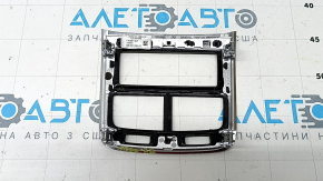 Volvo XC60 18-26 rear upper center console trim for rear air conditioning and climate control, glossy black with chrome, scratches, cracks in fasteners