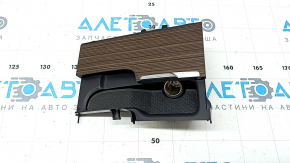 Volvo XC60 18-26 Linear Lime wood trim center console pocket with chrome and cigarette lighter
