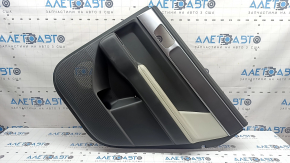 Hyundai Santa Fe 24-26 rear right door panel, gray, armrest and insert light gray, chrome molding, scratches on molding, ready for dry cleaning