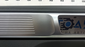 Hyundai Santa Fe 2020 2021 front right door panel, gray, light gray armrest and insert, chrome molding, scratches