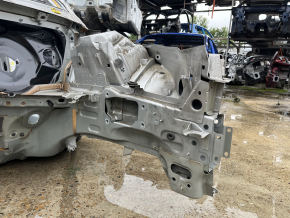 Front left quarter panel of Volvo XC90 16-23 on the body, silver, dented threshold and pillar