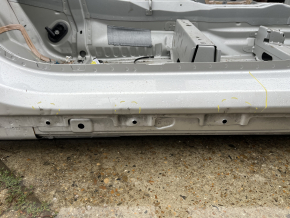 Front left quarter panel of Volvo XC90 16-23 on the body, silver, dented threshold and pillar