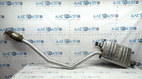 The exhaust pipe, the middle part with the catalytic converter of the Hyundai Santa Fe 24-26 HEV, is dented in the resonator.
