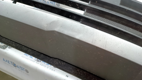Front bumper assembly Hyundai Santa Fe 2020 SEL, Limited, white, lip structure, with louvered deflectors, scratches, chips, cracked lip, pressed