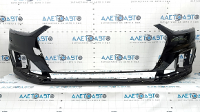 Bare front bumper for Audi A5 F5 20-24 with parking sensors, no headlight washers, no cap, black, dented, scratches, broken fasteners