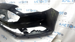 Front bumper, bare, Ford Fusion mk5 2017-2018, with 4 parking sensors and Park Assist, black, chips, non-factory holes, scratches, cracked