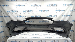 Front bumper, bare, Ford Fusion mk5 2017-2018, with 4 parking sensors and Park Assist, black, chips, non-factory holes, scratches, cracked