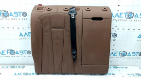 Rear seat back, 2nd row, right, Audi A5 F5 20-25, 5D, brown leather, with armrest and black belt, wrinkled, needs cleaning