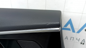 Door trim panel rear left Audi A5 F5 21-25 5D black, insert black leather, armrest leather brown, with overlay black gloss, chrome, with handle, bumps, dents, scuffs