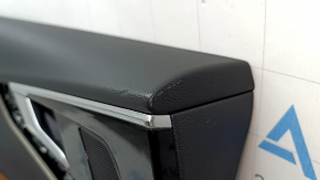 Door trim panel rear left Audi A5 F5 21-25 5D black, insert black leather, armrest leather brown, with overlay black gloss, chrome, with handle, bumps, dents, scuffs