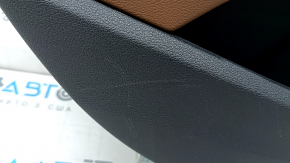Door trim panel rear left Audi A5 F5 21-25 5D black, insert black leather, armrest leather brown, with overlay black gloss, chrome, with handle, bumps, dents, scuffs