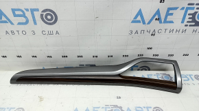 Right dashboard trim panel for Ford Fusion mk5 17-20, gray, with wood insert, crack in fastener, scratches