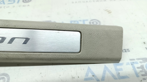 Front left door sill trim for Ford Fusion mk5 17-20, gray, with chrome insert, scratches, dry-cleanable