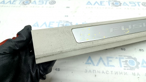 Front right door sill trim for Ford Fusion mk5 17-20, gray, with chrome insert, scratches, dry cleaning, dents and dings
