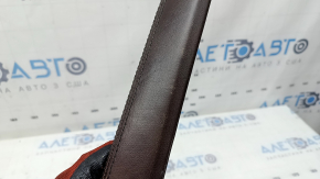 Left side center console trim for Ford Fusion mk5 17-20, upper, brown leather, scratches, nicks, broken mount