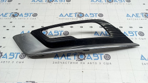 Left front bumper grille for Ford Fusion mk5 17-18 with LED fog lights, glossy finish, with chrome molding, broken mount, chips