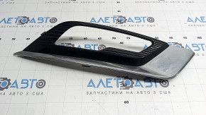 Right front bumper grille for Ford Fusion mk5 17-18 with LED fog lights, glossy finish, with chrome molding, sand