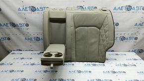 Left rear seat back for Ford Fusion mk5 17-20, gray leather, brown leather insert, perforation, Platinum, with belt and armrest, dents, dry cleanable