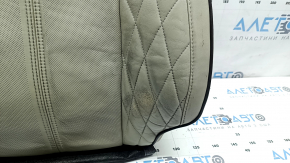 Driver's seat back upholstery for Ford Fusion mk5 17-20, gray leather, brown leather insert, perforation, Platinum, for ventilation, dry-cleanable, worn