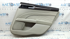 Door trim, rear right card, Ford Fusion mk5 17-20 titanium, Platinum, gray leather, with gray diamond-pattern insert, wood-pattern insert, brown upper trim, with handle, scratches, ready for dry cleaning