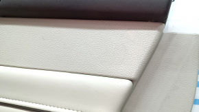 Door trim, rear right card, Ford Fusion mk5 17-20 titanium, Platinum, gray leather, with gray diamond-pattern insert, wood-pattern insert, brown upper trim, with handle, scratches, ready for dry cleaning