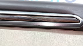 Door trim, rear right card, Ford Fusion mk5 17-20 titanium, Platinum, gray leather, with gray diamond-pattern insert, wood-pattern insert, brown upper trim, with handle, scratches, ready for dry cleaning