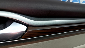 Door trim, rear right card, Ford Fusion mk5 17-20 titanium, Platinum, gray leather, with gray diamond-pattern insert, wood-pattern insert, brown upper trim, with handle, scratches, ready for dry cleaning