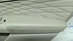 Door trim, rear right card, Ford Fusion mk5 17-20 titanium, Platinum, gray leather, with gray diamond-pattern insert, wood-pattern insert, brown upper trim, with handle, scratches, ready for dry cleaning