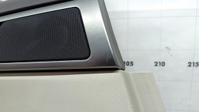 Door trim, rear left, Ford Fusion mk5 17-20 titanium, Platinum, gray leather, with gray diamond-pattern insert, wood-pattern insert, brown upper trim, with handle, scratches, ready for dry cleaning