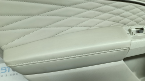 Door trim, rear left, Ford Fusion mk5 17-20 titanium, Platinum, gray leather, with gray diamond-pattern insert, wood-pattern insert, brown upper trim, with handle, scratches, ready for dry cleaning