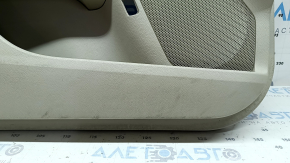 Front left door panel for Ford Fusion mk5 17-20, titanium, Platinum, gray leather, with gray diamond-pattern insert, wood-pattern insert, brown upper trim, with handle, backlit, scratches, dry-cleanable, broken fastener