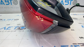 Left side mirror assembly for VW Tiguan 18-19, 6+2 pins, BSM, turn signal, heated, red, chips, scratches