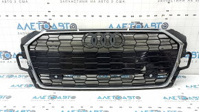Complete radiator grille for Audi A5 F5 20-25 without a chamber, black gloss + chrome, without emblems, pressed, broken, missing fragment