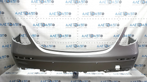Bare rear bumper for Mercedes W213 E 17-20 with parking sensors, without moldings, AMG pack, silver, cracks, scratches, broken fasteners, BSM fastener came off