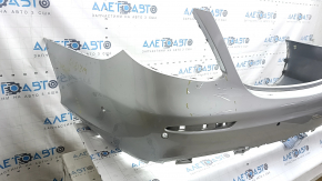Bare rear bumper for Mercedes W213 E 17-20 with parking sensors, without moldings, AMG pack, silver, cracks, scratches, broken fasteners, BSM fastener came off