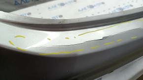 Bare rear bumper for Mercedes W213 E 17-20 with parking sensors, without moldings, AMG pack, silver, cracks, scratches, broken fasteners, BSM fastener came off