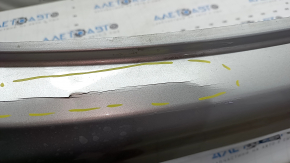 Bare rear bumper for Mercedes W213 E 17-20 with parking sensors, without moldings, AMG pack, silver, cracks, scratches, broken fasteners, BSM fastener came off