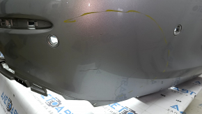 Bare rear bumper for Mercedes W213 E 17-20 with parking sensors, without moldings, AMG pack, silver, cracks, scratches, broken fasteners, BSM fastener came off