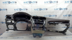 Front dashboard with AIRBAG Ford Fusion mk5 17-20, brown with beige, under start-stop, under projection, under speaker, leather is pulled, torn, mount is broken
