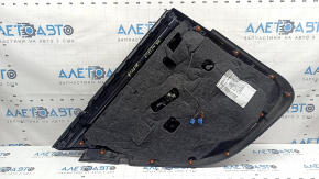 Door trim, rear right card, Mercedes W213 E 17-23, black leather, without curtain, insert under black structural wood, with backlight, Burmester, with handle and overlays, dented