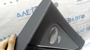 Door trim, rear right card, Mercedes W213 E 17-23, black leather, without curtain, insert under black structural wood, with backlight, Burmester, with handle and overlays, dented