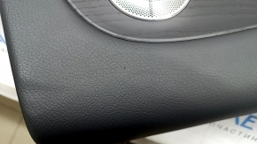 Door trim, rear left, Mercedes W213 E 17-23, black leather, no curtain, black structural wood insert, with backlight, Burmester, with handle and overlays, bump, scratches