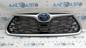 Toyota Highlander 2020-26 radiator grille assembly without camera with hybrid emblem, silver, scratches