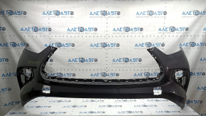 Front bumper, bare, Toyota Highlander 20-26, without parking sensors, graphite, scratches, tear, missing fragment, broken mount, non-factory holes